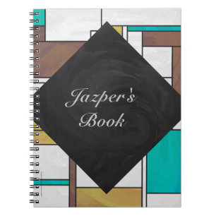 Mondrian Brown Yellow Blauwgroen Print Notitieboek