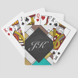 Mondrian Brown Yellow Blauwgroen Print Pokerkaarten