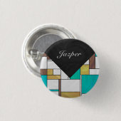 Mondrian Brown Yellow Blauwgroen Print Ronde Button 3,2 Cm (Voorkant /achterkant)