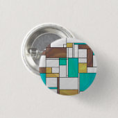 Mondrian Brown Yellow Blauwgroen Print Ronde Button 3,2 Cm (Voorkant /achterkant)