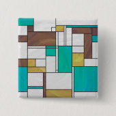 Mondrian Brown Yellow Blauwgroen Print Vierkante Button 5,1 Cm (Voorkant)