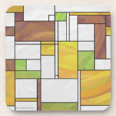 Mondrian Brown Yellow Green Print Bier Onderzetter (Voorkant)