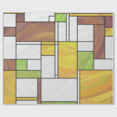 Mondrian Brown Yellow Green Print Cadeaupapier (Vlak)