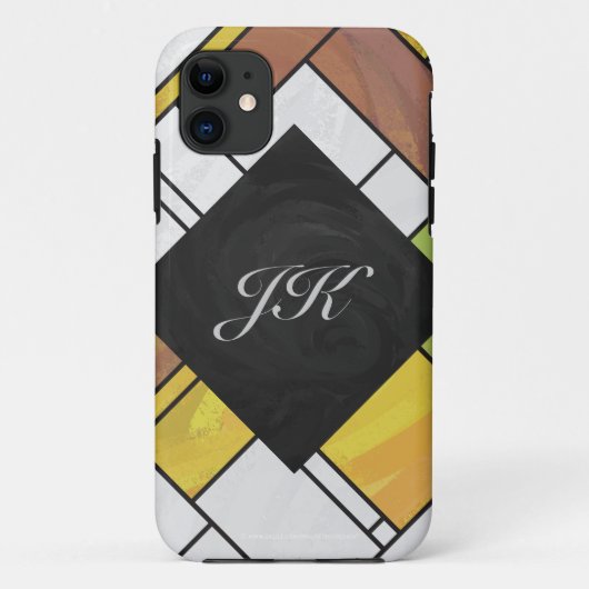 Mondrian Brown Yellow Green Print Case-Mate iPhone Case (Achterkant)