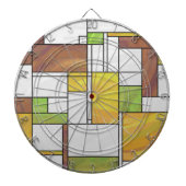 Mondrian Brown Yellow Green Print Dartbord (Voorkant)