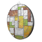 Mondrian Brown Yellow Green Print Dartbord (Voorkant Rechts)
