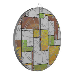 Mondrian Brown Yellow Green Print Dartbord