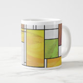 Mondrian Brown Yellow Green Print Grote Koffiekop (Voorkant rechts)