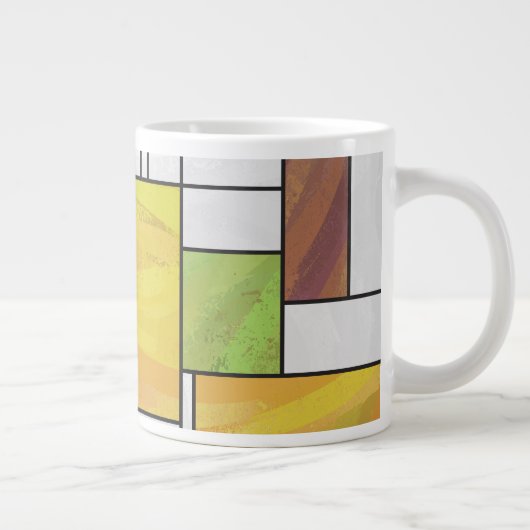 Mondrian Brown Yellow Green Print Grote Koffiekop (Rechts)