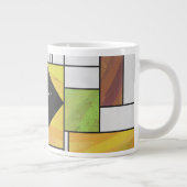 Mondrian Brown Yellow Green Print Grote Koffiekop (Rechts)