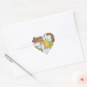 Mondrian Brown Yellow Green Print Hart Sticker (Envelop)