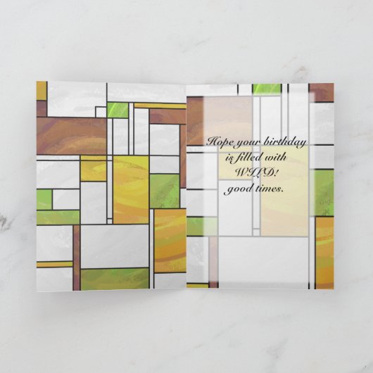 Mondrian Brown Yellow Green Print Kaart (Binnen)