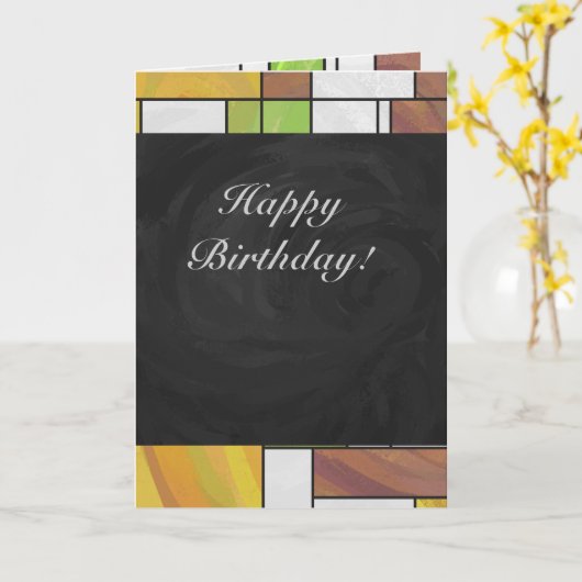 Mondrian Brown Yellow Green Print Kaart (Gele Bloem)