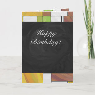 Mondrian Brown Yellow Green Print Kaart