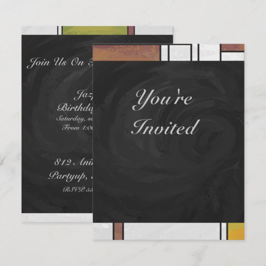 Mondrian Brown Yellow Green Print Kaart (Voorkant / Achterkant)