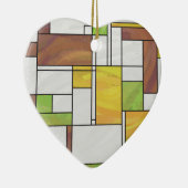 Mondrian Brown Yellow Green Print Keramisch Ornament (Rechts)