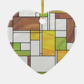 Mondrian Brown Yellow Green Print Keramisch Ornament (Voorkant)