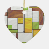 Mondrian Brown Yellow Green Print Keramisch Ornament (Achterkant)