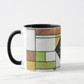 Mondrian Brown Yellow Green Print Mok (Links)