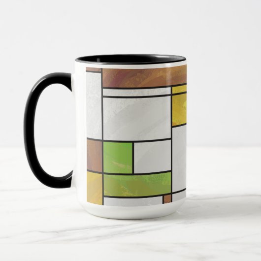 Mondrian Brown Yellow Green Print Mok (Links)