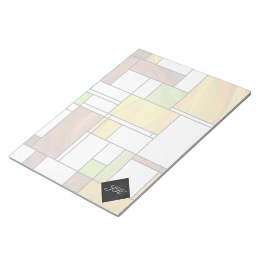 Mondrian Brown Yellow Green Print Notitieblok (Schuin)