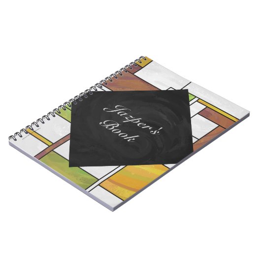 Mondrian Brown Yellow Green Print Notitieboek (Linkerzijde)