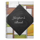 Mondrian Brown Yellow Green Print Notitieboek (Voorkant)
