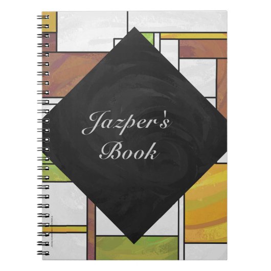 Mondrian Brown Yellow Green Print Notitieboek (Voorkant)