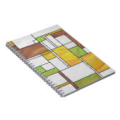 Mondrian Brown Yellow Green Print Notitieboek (Rechterzijde)