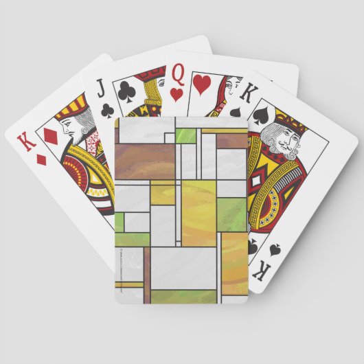 Mondrian Brown Yellow Green Print Pokerkaarten (Achterkant)