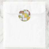 Mondrian Brown Yellow Green Print Ronde Sticker (Tas)