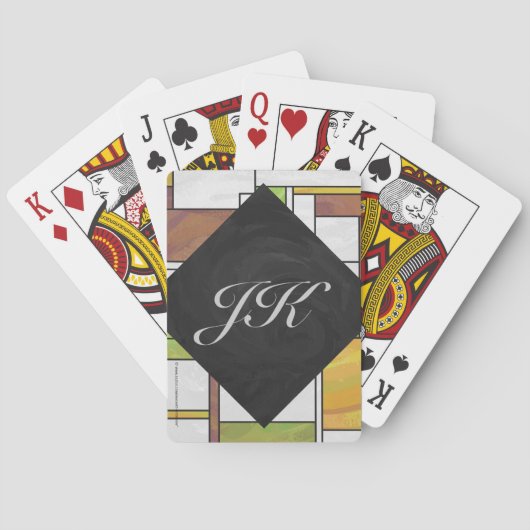 Mondrian Brown Yellow Green Print Speelkaarten (Achterkant)