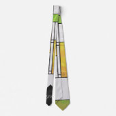 Mondrian Brown Yellow Green Print Stropdas (Achterkant)