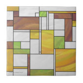 Mondrian Brown Yellow Green Print Tegeltje (Voorkant)