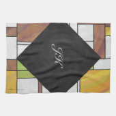 Mondrian Brown Yellow Green Print Theedoek (Horizontaal)