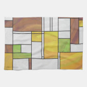 Mondrian Brown Yellow Green Print Theedoek (Horizontaal)