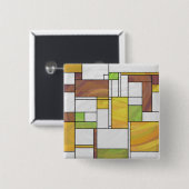 Mondrian Brown Yellow Green Print Vierkante Button 5,1 Cm (Voorkant /achterkant)
