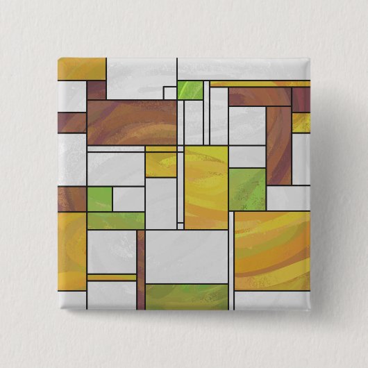 Mondrian Brown Yellow Green Print Vierkante Button 5,1 Cm (Voorkant)