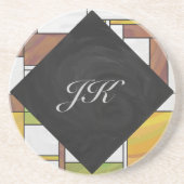 Mondrian Brown Yellow Green Print Zandsteen Onderzetter (Voorkant)