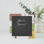 Mondrian Bruin Geel Groen Print Kaart (Staand voorkant)