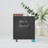Mondrian Bruin Geel Teal Print Kaart (Staand voorkant)