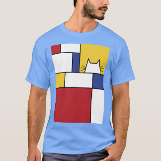 Mondrian Cat boy girl retro T-shirt