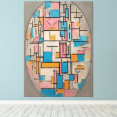 MONDRIAN - COMP. IN OVAAL MET KLEURVLAKKEN 1 1914 CANVAS AFDRUK (Insitu (Houten vloer))