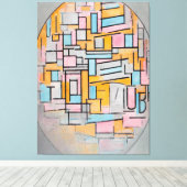 MONDRIAN - COMP. IN OVAAL MET KLEURVLAKKEN 2 1914 CANVAS AFDRUK (Insitu (Houten vloer))