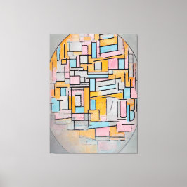 MONDRIAN - COMP. IN OVAAL MET KLEURVLAKKEN 2 1914 CANVAS AFDRUK