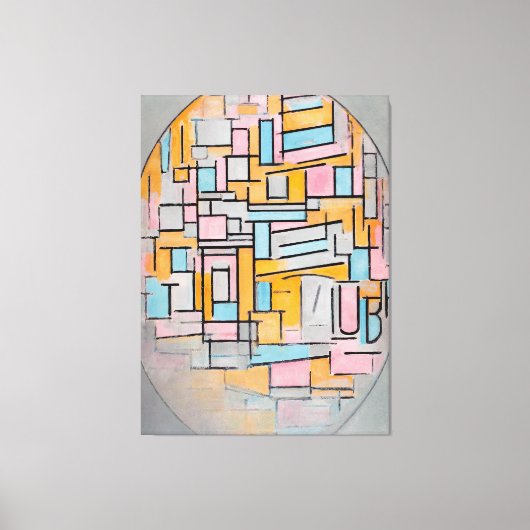 MONDRIAN - COMP. IN OVAAL MET KLEURVLAKKEN 2 1914 CANVAS AFDRUK (Voorkant)