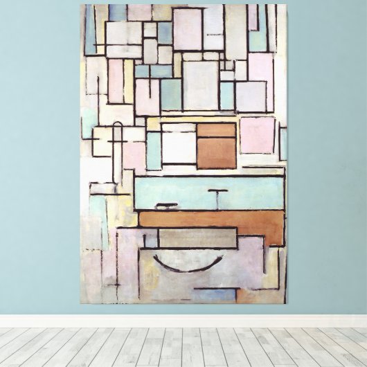 MONDRIAN - Comp. met kleurvlakken: GEVEL - 1914 Canvas Afdruk (Insitu (Houten vloer))