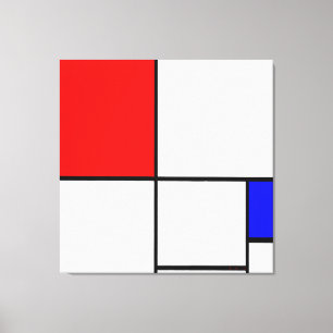 MONDRIAN - COMPOSITIE A met ROOD en BLAUW - 1932 Canvas Afdruk