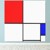 MONDRIAN - COMPOSITIE A met ROOD en BLAUW - 1932 Canvas Afdruk (Insitu (Houten vloer))