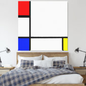 MONDRIAN - COMPOSITIE IV met ROOD, BLAUW & GEEL Canvas Afdruk (Insitu (Slaapkamer))